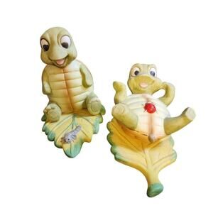 Turtle Figurine Homco Anthropomorphic Tortoise Home Interior Caterpillar Ladybug